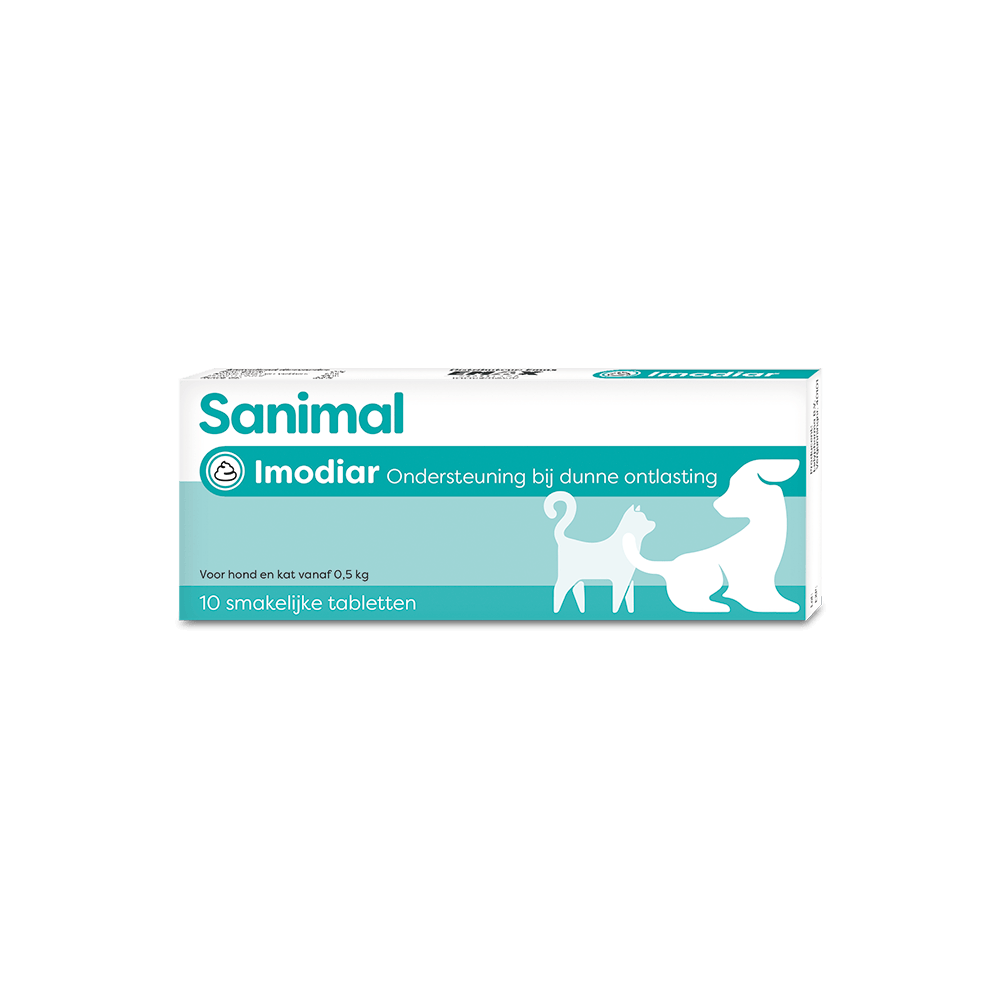 Sanima Imodiar tegen dunne ontlasting bij hond en kat bij emax.nl