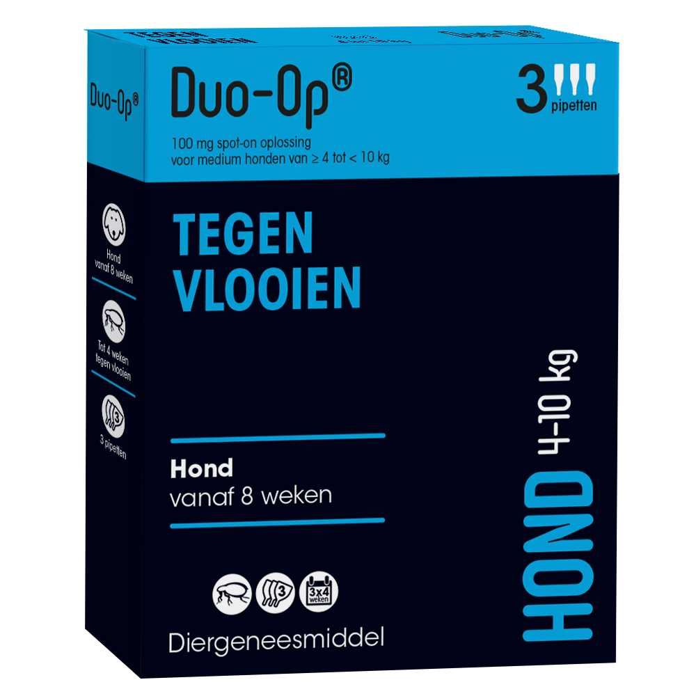 Duo-Op tegen vlooien, voor honden. Emax.nl