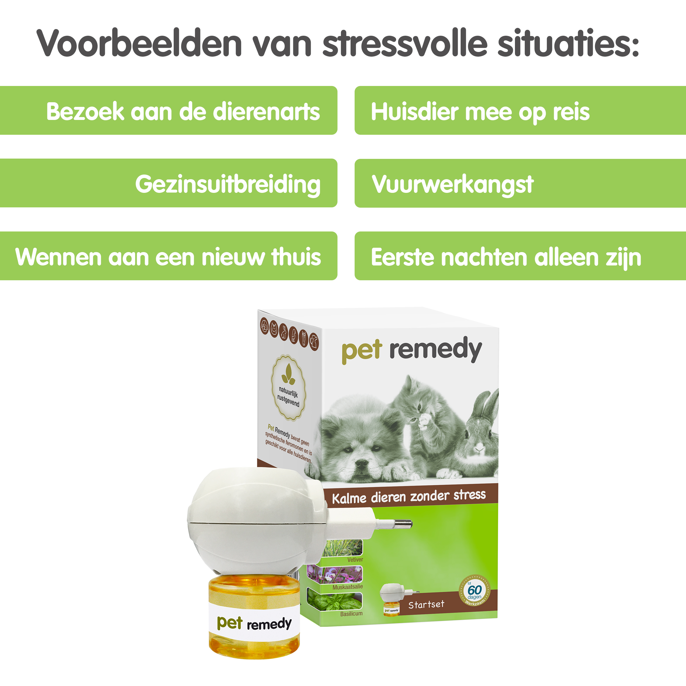 Pet Remedy startset met verdamper, tegen stress bij huisdieren - Emax.nl