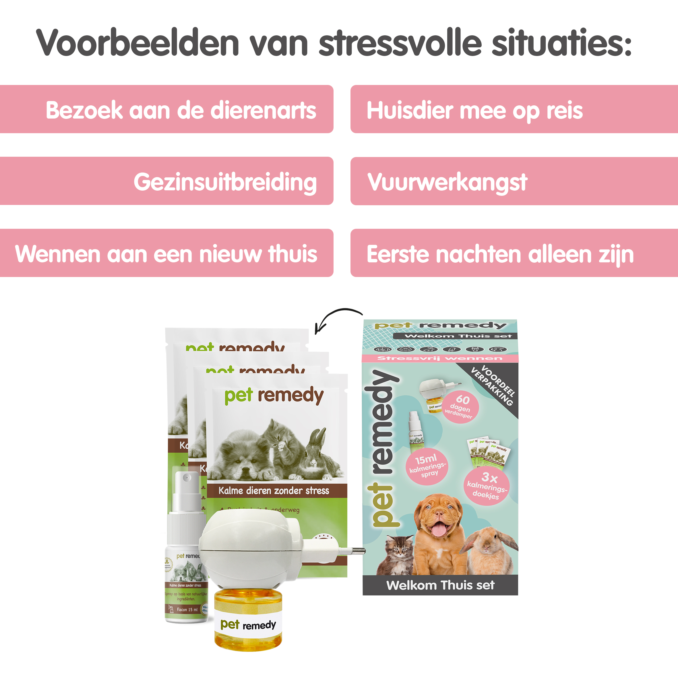 Pet Remedy Welkom Thuis Set tegen stress bij huisdieren - Emax.nl