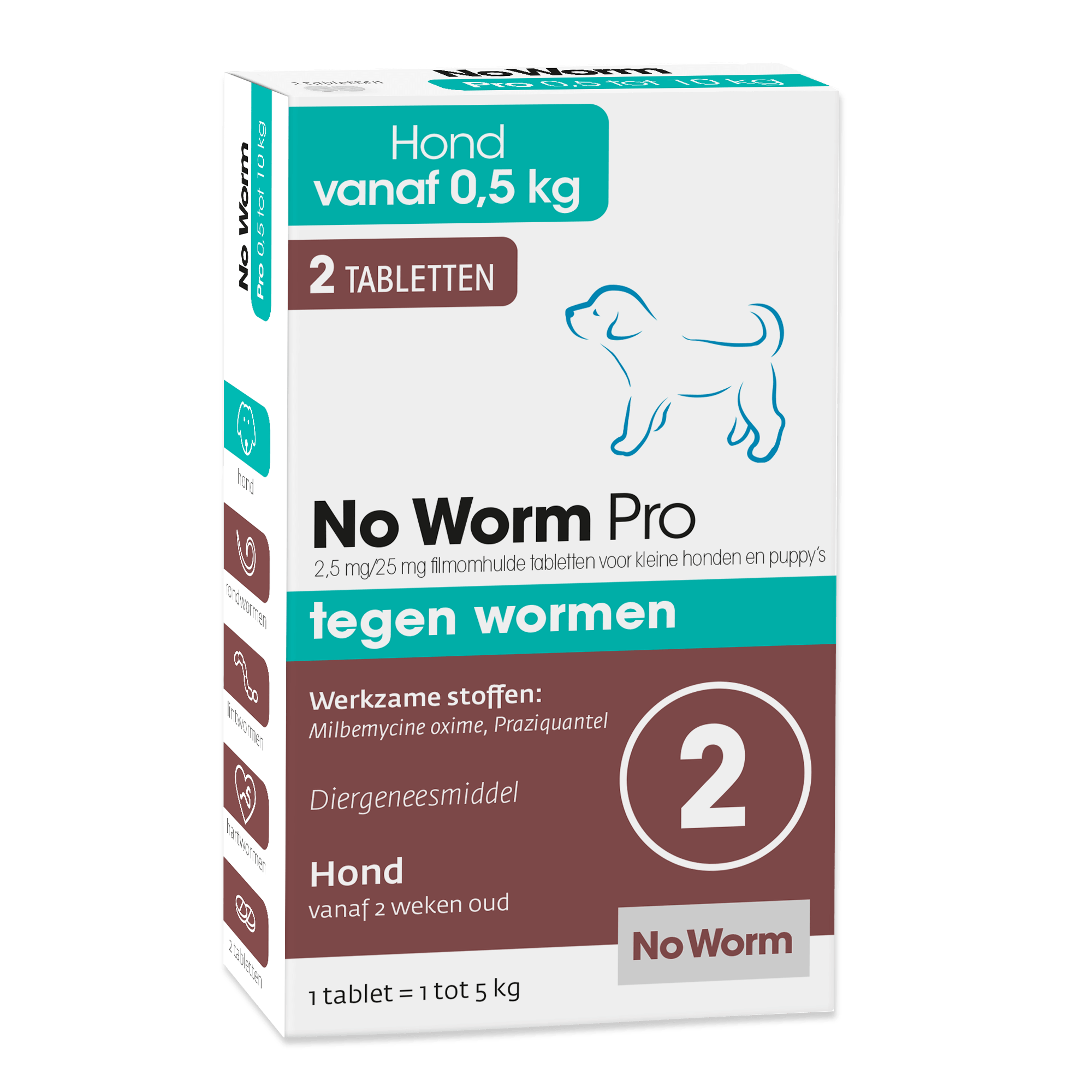 No Worm Pro kleine hond en puppy, 2 tabletten, van Emax