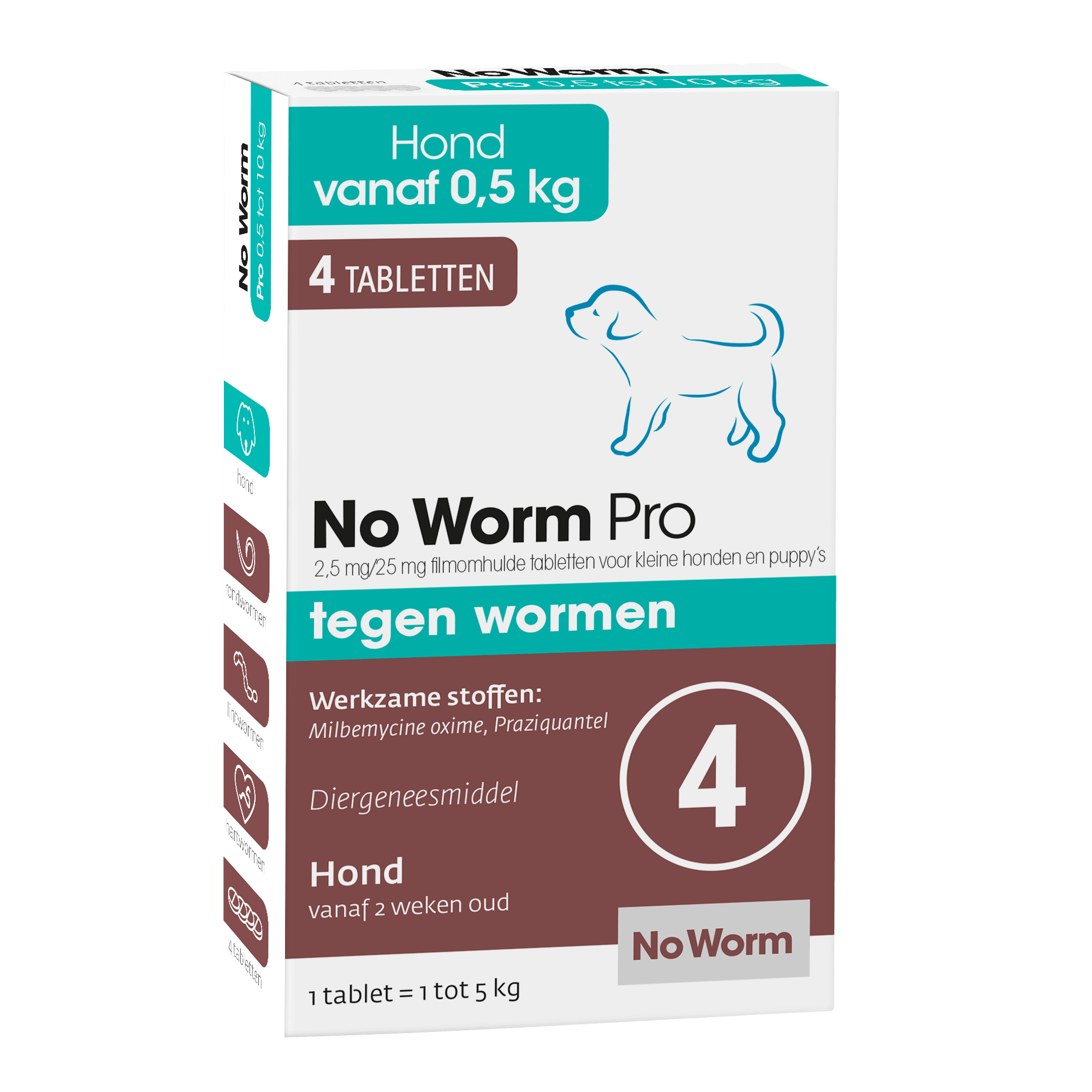 No Worm Pro kleine hond en puppy, 4 tabletten, van Emax