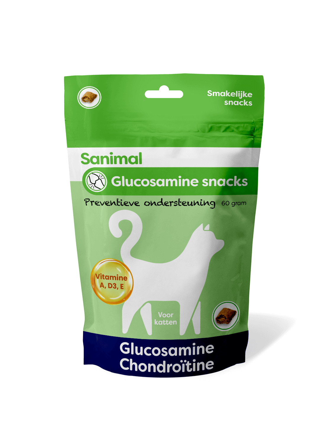 Sanimal Glucosamine Snacks ondersteunen de gewrichten van katten. www.emax.nl