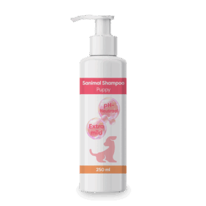 Sanimal Puppy Shampoo is extra mild voor puppy’s en verzorgt de beschermende huidbarrière. www.emax.nl