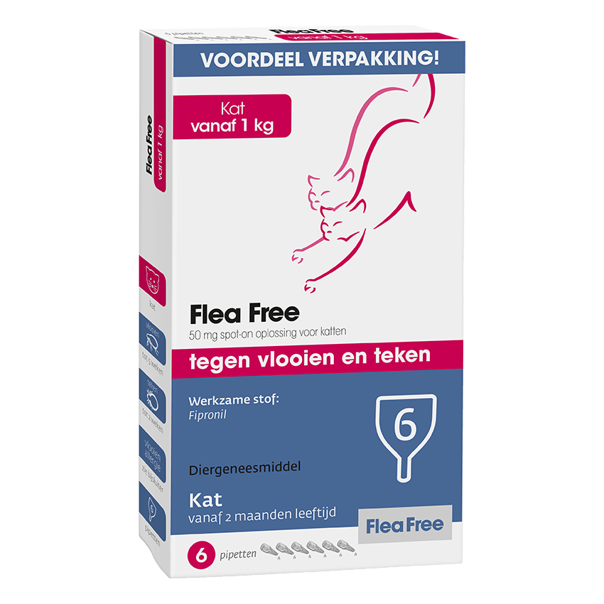 Flea Free spot-on kat 6 pipetten van Emax